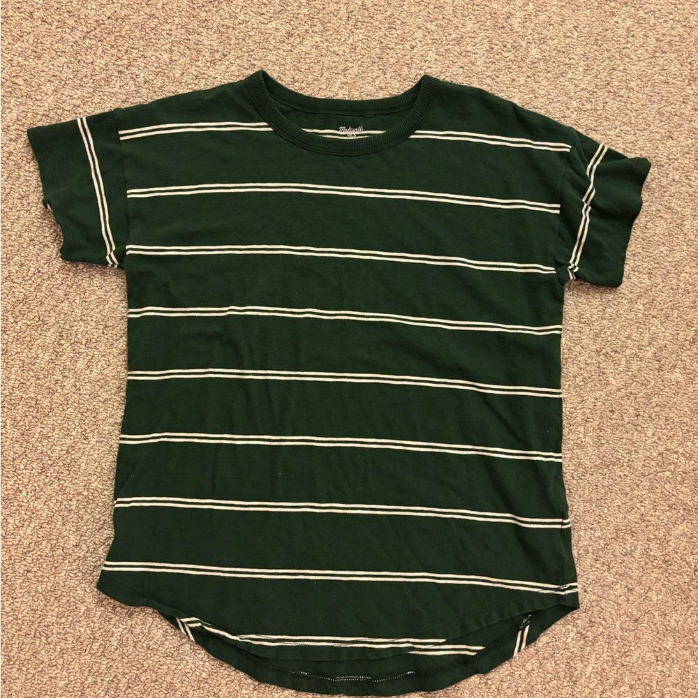 Madewell Forest Green Tee with White Accents